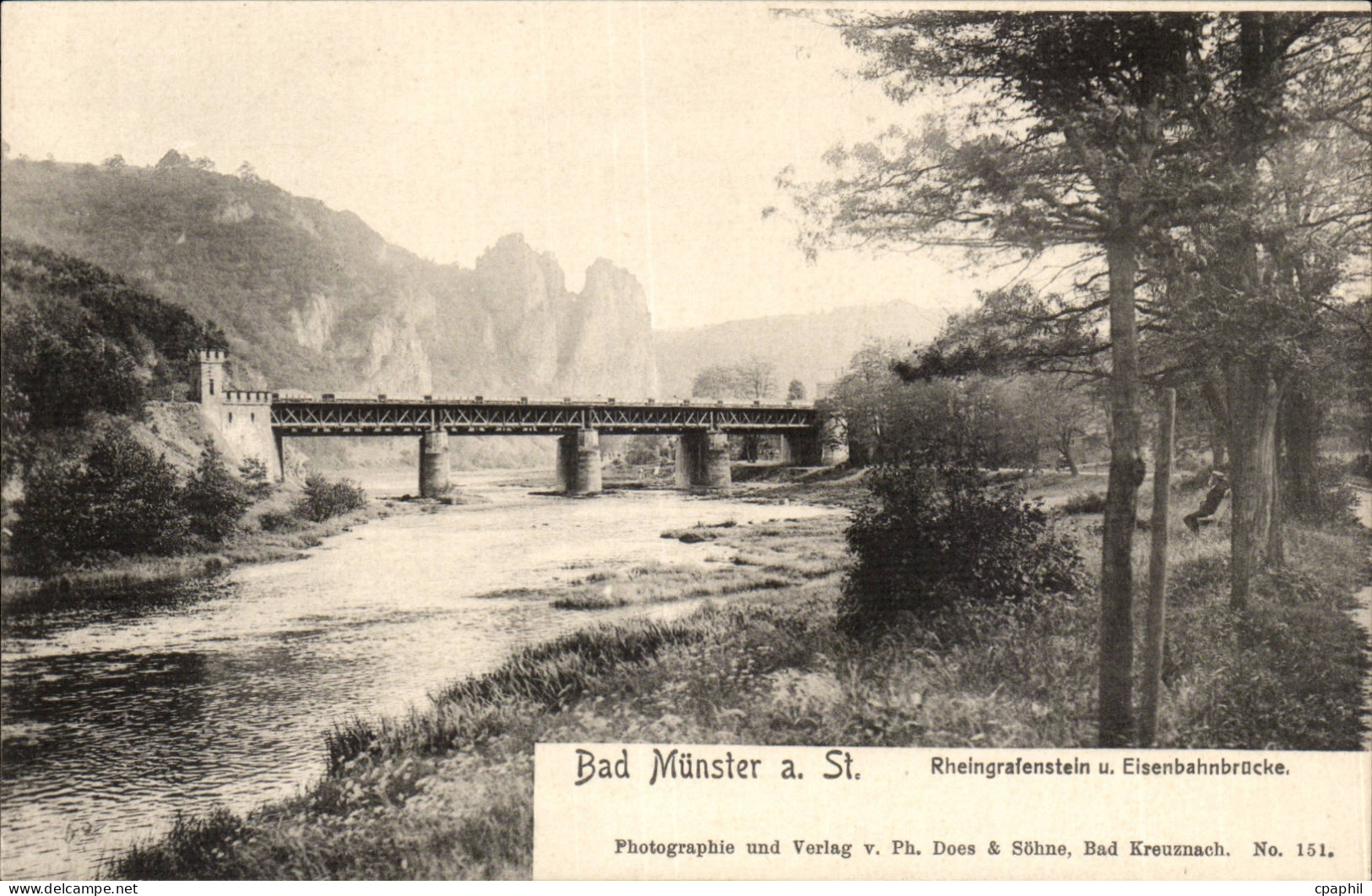 Allemagne Bad Munster CPA Rheingrafenstein und Eisenbahnbrucke