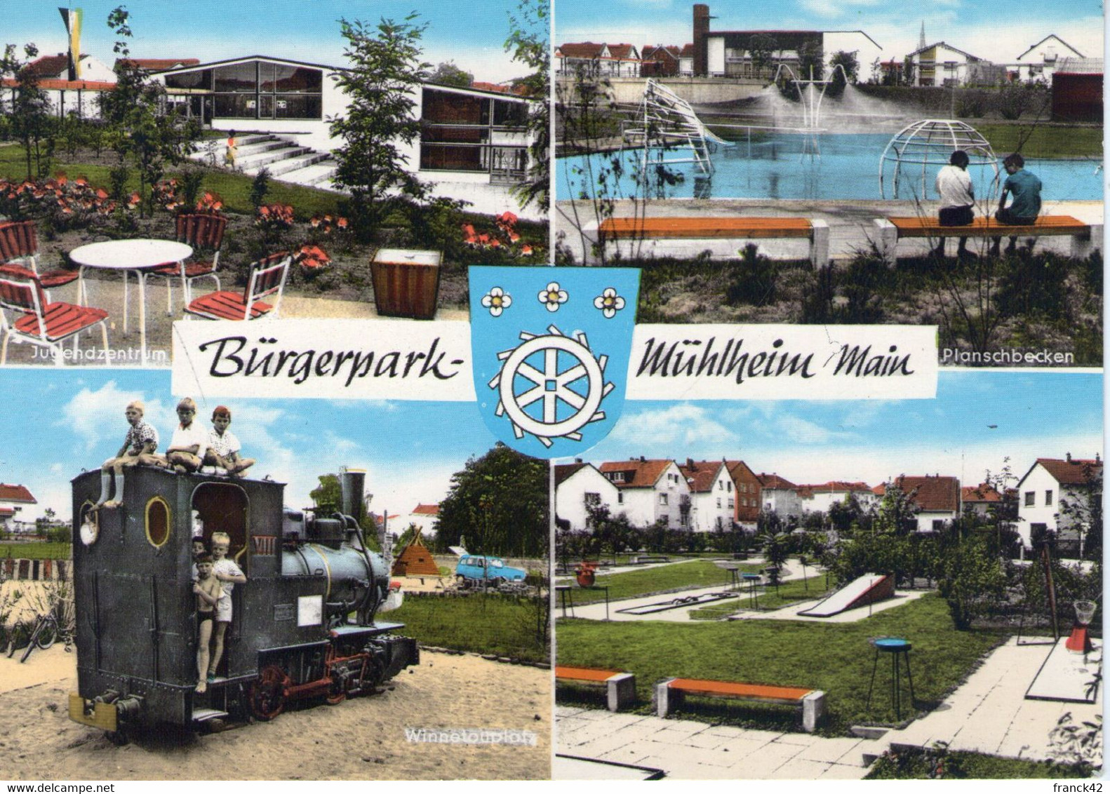 allemagne. bürgerpark. mühlheim a. main. carte moderne couleur