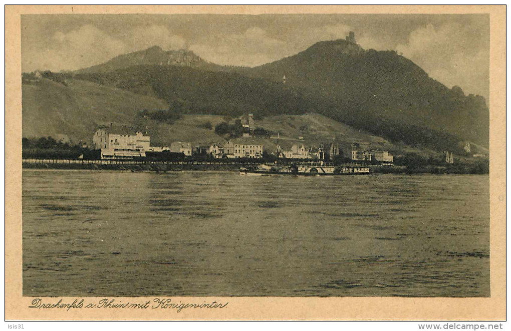 Allemagne - Germany - Rhénanie du Nord Westphalie - Bateaux - Koenigswinter -Drachenfels a. Rhein mit Königswinter -état