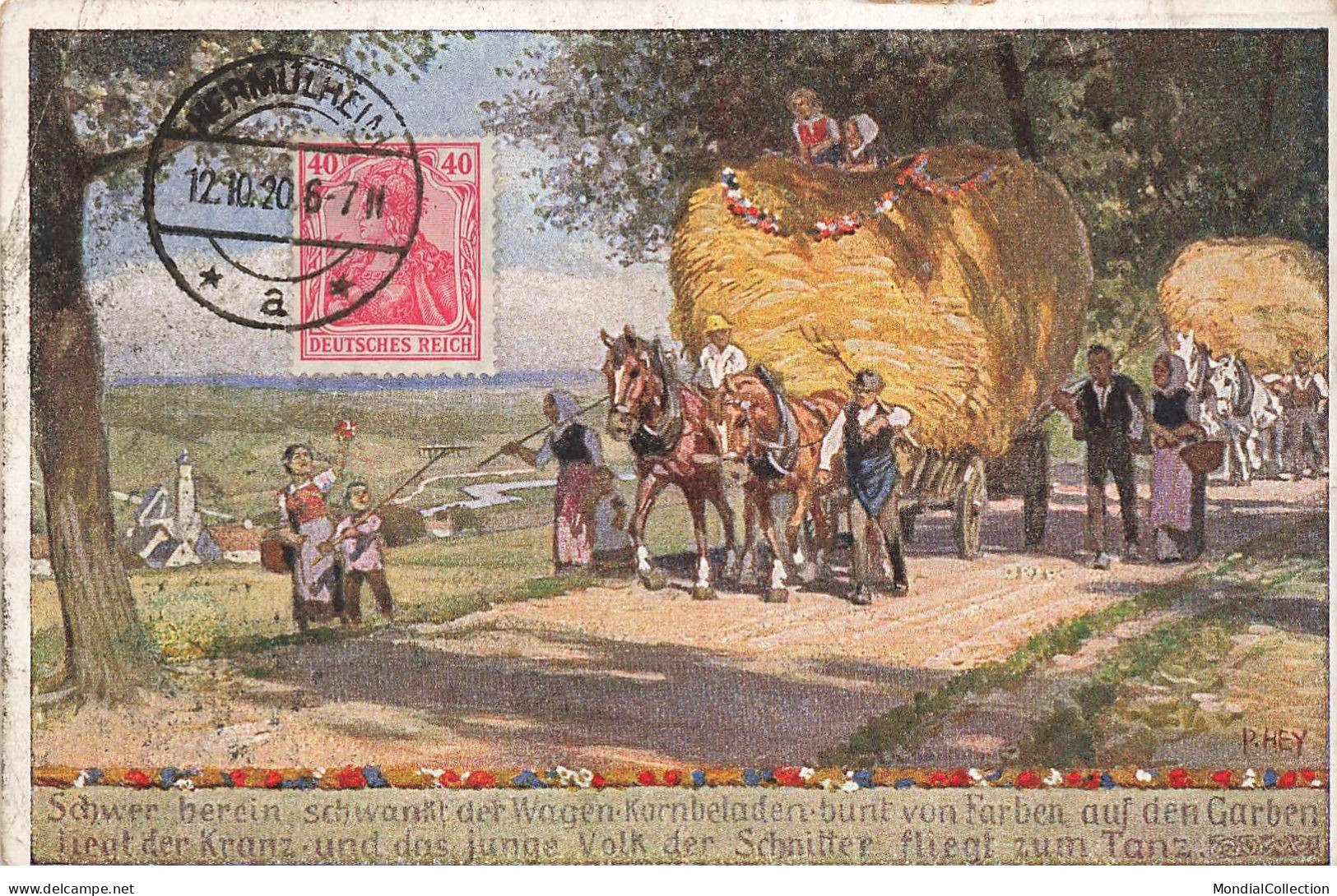 ALLEMAGNE #MK39374 HUERTH ATTELAGE CHEVAUX PAILLE PAYSANS