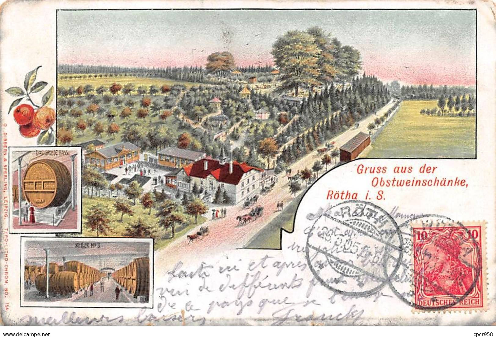 Allemagne - n°80069 - Gruss aus der OBSTWEINSCHÄNKE ROETHA - Carte vendue en l'état