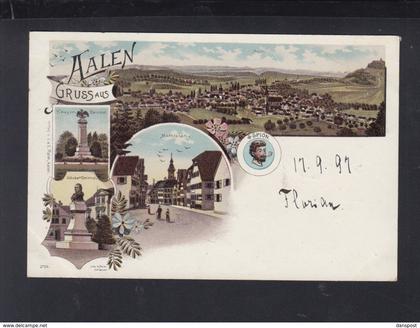 Württemberg Litho-AK Gruß aus Aalen Marktplatz 1897