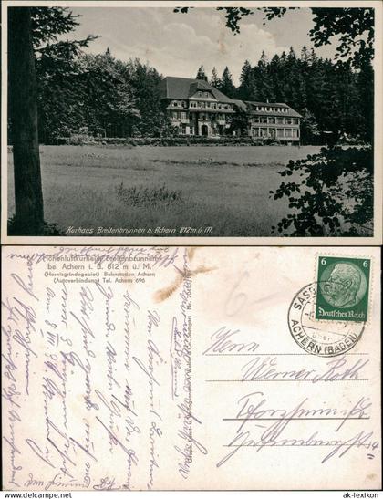 Ansichtskarte Achern Kurhaus Breitenbrunnen 1937