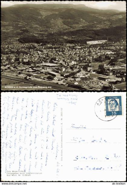 Ansichtskarte Achern Luftbild Stadt Fabrik Hornisgrinde 1962