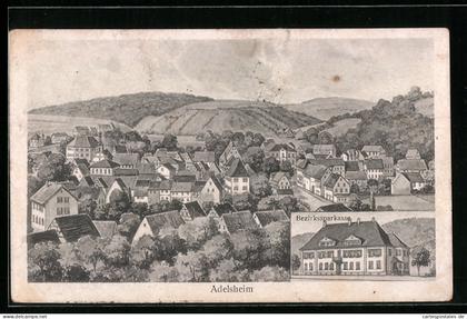 AK Adelsheim, Bezirkssparkasse, Ortsansicht mit Umgebung