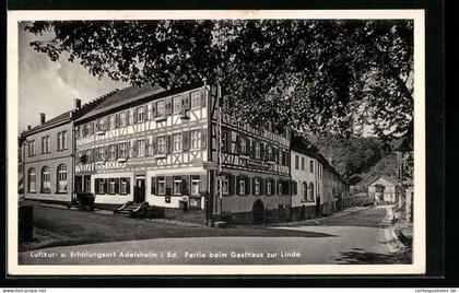 AK Adelsheim i. Bd., Strassenpartie beim Gasthaus zur Linde