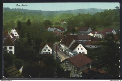 AK Adelsheim, Ortsansicht mit Fachwerkhäusern und umliegender Hügellandschaft