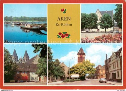 Aken Elbe Elbfaehre Friedensplatz Karl Marx Platz mit Koethener Turm
