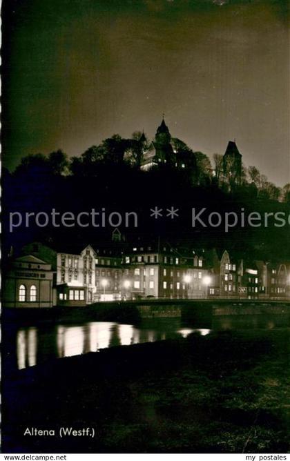 Altena Lenne bei Nacht mit Burg Altena