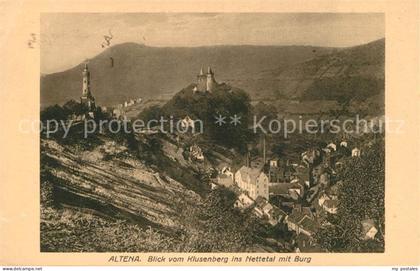 Altena Lenne Blick vom Klusenberg ins Nettetal mit Burg