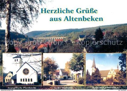 73268895 Altenbeken Panorama mit Viadukt Kirche Dorfmitte Brunnen Altenbeken
