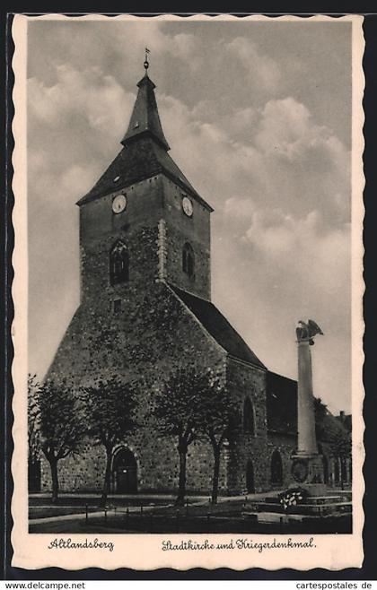 AK Altlandsberg, Stadtkirche und Kriegerdenkmal