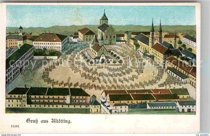42652411 Altoetting Platz mit Kirchen Zeichnung Altoetting