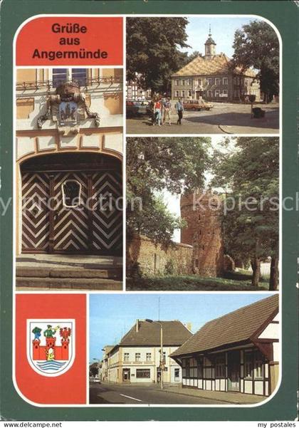 72337089 Angermuende Rathaus Portal Pulverturm Stadtmauer Rosenstrasse Angermuen