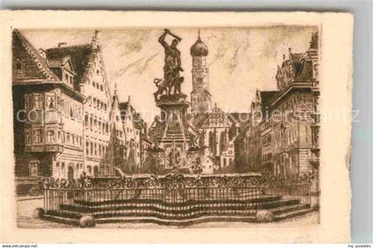 42678970 Augsburg Radierung Brunnen Augsburg