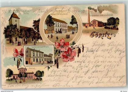 03226 O7541 Göritz b Vetschau 1903 Lithographie Kirche Rathaus Gasthaus ... - 13610459