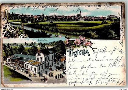 04425 O7127 Taucha b Leipzig 1911 Lithographie Gasthaus Schützenhaus - 13638994