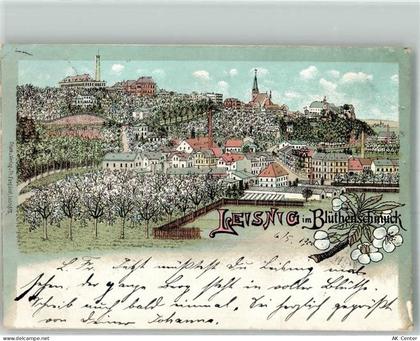 04703 O7320 Leisnig 1900 Gebrauchsspuren Lithographie Baumblüte Leisnig... - 13541005