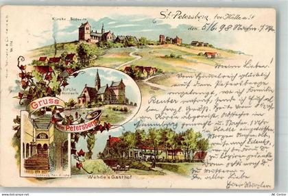 06193 O4101 Petersberg b Halle, Saale 1898 Lithographie Petersberg Kirch... - 13548037