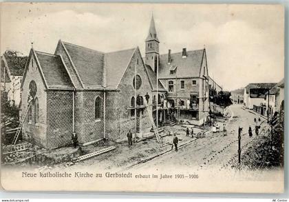 06347 O4272 Gerbstedt 1906 Foto AK Neue kath. Kirche Bauarbeiter Gerüst ... - 13627869