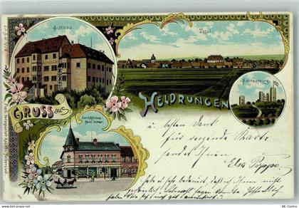 06577 O4733 Heldrungen 1901 Lithographie Schloss Die Sachsenburg Geschäf... - 13672249