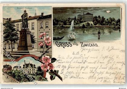 08056 O9500 Zwickau Lithographie / Künstlerkarte 1901 Bismark Denkmal Jo... - 51882555