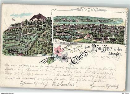 08294 O9407 Lößnitz 1899 Lithographie Gasthaus Pfeiffer - 13631683