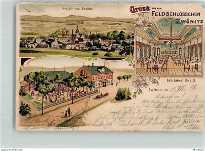 08297 O9417 Zwönitz 1901 Gebrauchsspuren Gasthaus Feldschlößchen Garten ... - 13630754