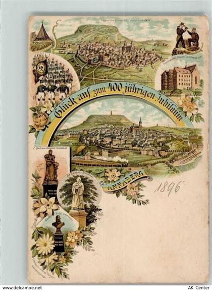 09456 O9300 Annaberg-Buchholz Lithographie Glück auf zum 400 jährg. Jubi... - 13627303