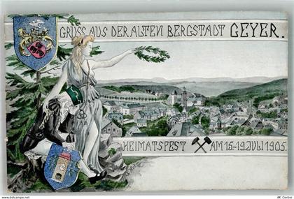 09468 O9307 Geyer 1905 Künstlerkarte Heimatfest der Bergstadt Geyer 1905... - 13666069