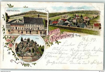 09623 O9213 Rechenberg-Bienenmühle 1899 Lithographie Gasthaus Zum Erbger... - 13619465