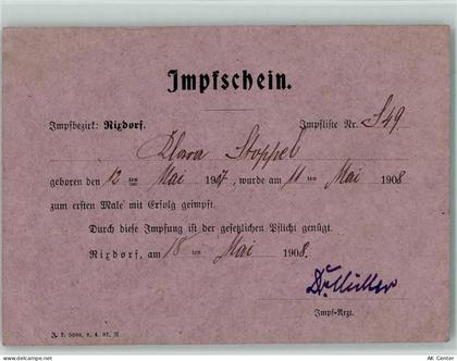 10115 W1000 Rixdorf - Impfschein Mai 1908 - 40143153