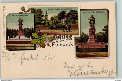 14662 O1553 Friesack 1899 Lithographie Kriegerdenkmal Burg Friesack Kirc... - 13429582