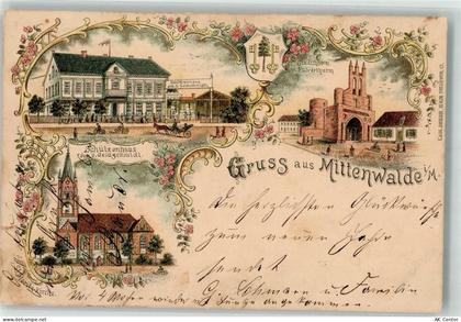15749 O1606 Mittenwalde , Mark Lithographie Stadttor Pulverturm Gasthaus... - 13631467