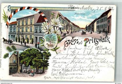 16928 O1920 Pritzwalk Lithographie Marktstraße Försterhaus Wappen Mageri... - 13632533