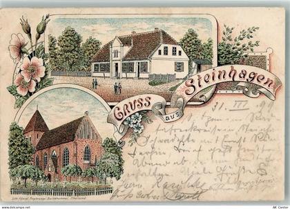 18442 O2301 Steinhagen b Stralsund 1899 Gebrauchsspuren Lithographie Woh... - 13654176