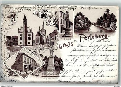19348 O2910 Perleberg 1897 Lithographie Kriegerdenkmal Roland Blick a.d.... - 13643657