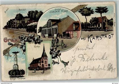19357 O2919 Karstädt , Prignitz 1907 Gebrauchsspuren Lithographie Gastha... - 13650519