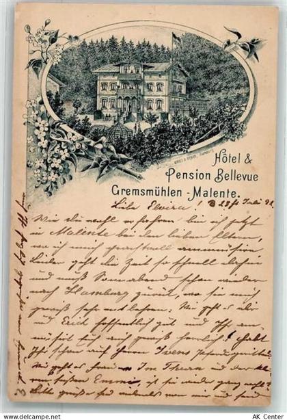 23714 W2423 Malente-Gremsmühlen 1892 Lithographie Vorläufer Hotel-Pensio... - 13625533