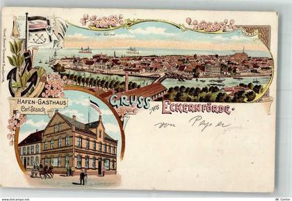24340 W2330 Eckernförde 1904 Lithographie Hafen Hafen-Gastwirtschaft Ank... - 13642329