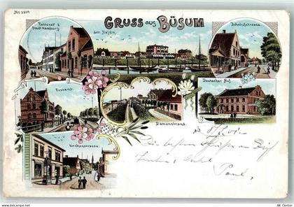25761 W2242 Büsum 1901 Lithographie Kirchenstraße Bahnhofstraße Postamt ... - 13623786