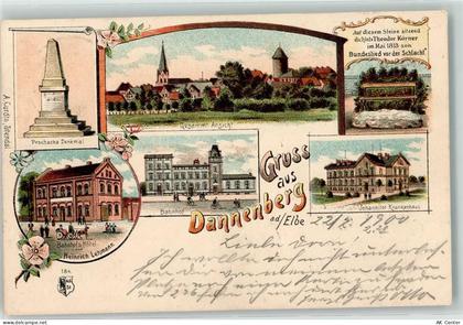 29451 W3138 Dannenberg Elbe 1900 Lithographie Prochaska Denkmal Bahnhofs... - 13608422