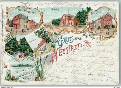 31535 W3057 Neustadt am Rübenberge 1898 Lithographie Landratsamt Hotel D... - 13652386