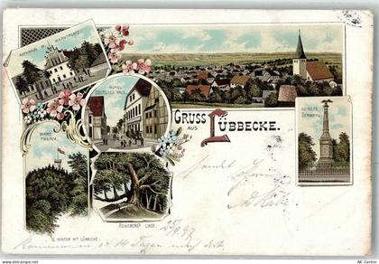 32312 W4990 Lübbecke , Westf 1897 Lithographie Rathaus Marktplatz Wart T... - 13478569