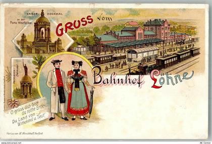 32584 W4972 Löhne 1909 Lithographie Bahnhof Löhne Trachtenpaar Hermann-D... - 13655421