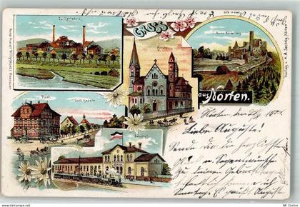 37176 W3412 Nörten-Hardenberg 1901 Lithographie Ruine Hardenberg Bahnhof... - 13640050