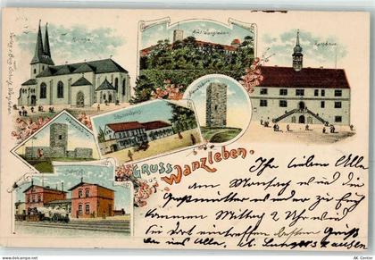 39164 O3120 Wanzleben 1900 Lithographie Kirche Amt Rathaus Blaue Wanze S... - 13614330
