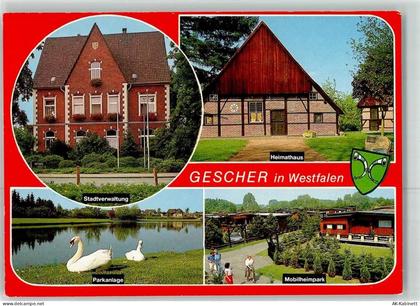 48712 W4423 Gescher - Stadtverwaltung Heimathaus Parkanlage Schwäne Mobi... - 39467640