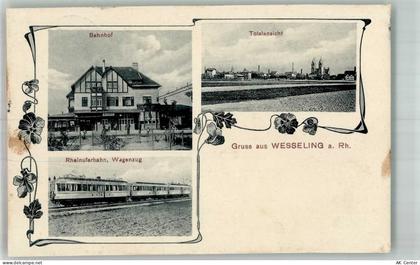 50389 W5047 Wesseling , Rheinl - Rheinuferbahn Wagenzug Bahnhof - 13665532