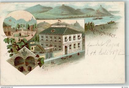 53639 W5330 Königswinter Lithographie Gasthaus Hotel Zur Traube - 13616754